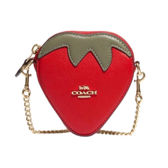 ❤️❤️❤️NEW Coach heart/strawberry shaped coin case/wallet on a chain ❤️❤️❤️ - Picture 11 of 12